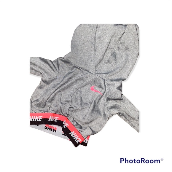 Cute Nike Dri Fit Grey Pink Swoosh Hoodie Toddler Girl Sz 1-2yrs - Picture 4 of 7